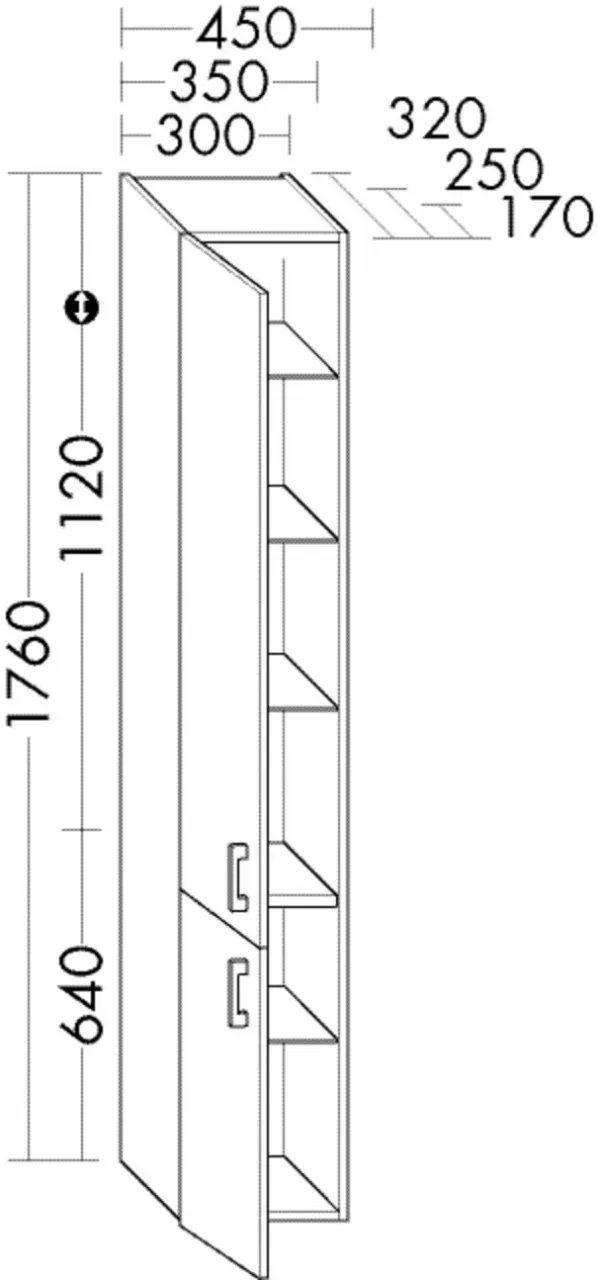 Burgbad Hochschrank Sys30 PG3 Diago 1760x300x320 Sand Matt, HSRG030RF3352 HSRG030RF3352