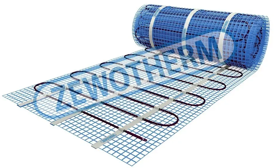 Zewotherm 11330002 Elektro-Heizmatte 150 W/m2, 2,0 m2, 230 V, 4 mm ausrollbare Dünnschichtmatte, Styropor geeignet, vorverlegte Heizleitung, mit Anschlusskabel, ohne Raumthermostat