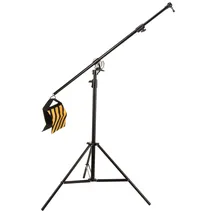 Bresser F001608 Fotostudio Galgenstativ mit Arm BR-BLS210 mit Luftfederungssystem, schwarzer Pulverbeschichtung und Spigot Adapter zur Verwendung von Fotostudiozubehör