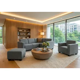 MCW Modular Sofa-System Couch-Garnitur Moncalieri 4-1-1, Stoff/Textil ~ grau