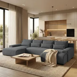 beautysofa Ecksofa BENNY Polyester U-Form 3-Sitzer Grau