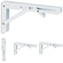Relaxdays Regalträger 4er Set, klappbare Regalhalterung, für die Wand, Regalwinkel, Metall, HxBxT: 11 x 3 x 20 cm, weiß