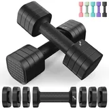 Sportneer Verstellbare Hanteln Frauen Set – Kurzhanteln 2er Set (0,9–2,3 kg pro Hantel), 4-in-1 Hanteln Set mit rutschfestem TPU-Griff,Dumbbell Set für Home Gym, Fitness & Krafttraining (Schwarz)