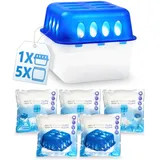 XXL Set 1x Luftentfeuchter Box mit 5 Nachfüllpacken Raumentfeuchter Feuchtigkeits-Stopper mit Granulat - Beutel (1x Box + 5x Nachfüllpack 400g)