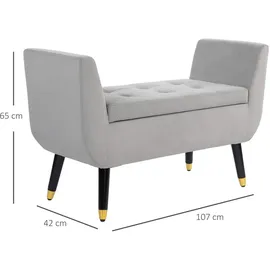 Homcom Sitzbank mit Stauraum Armlehnen Polsterbank mit Samtoptik, Sitztruhe mit Holzbeine, Truhenbank für Wohnzimmer Schlafzimmer Flur 107 x 42 x 65 cm, Esszimmer, Bänke, Sitzbänke