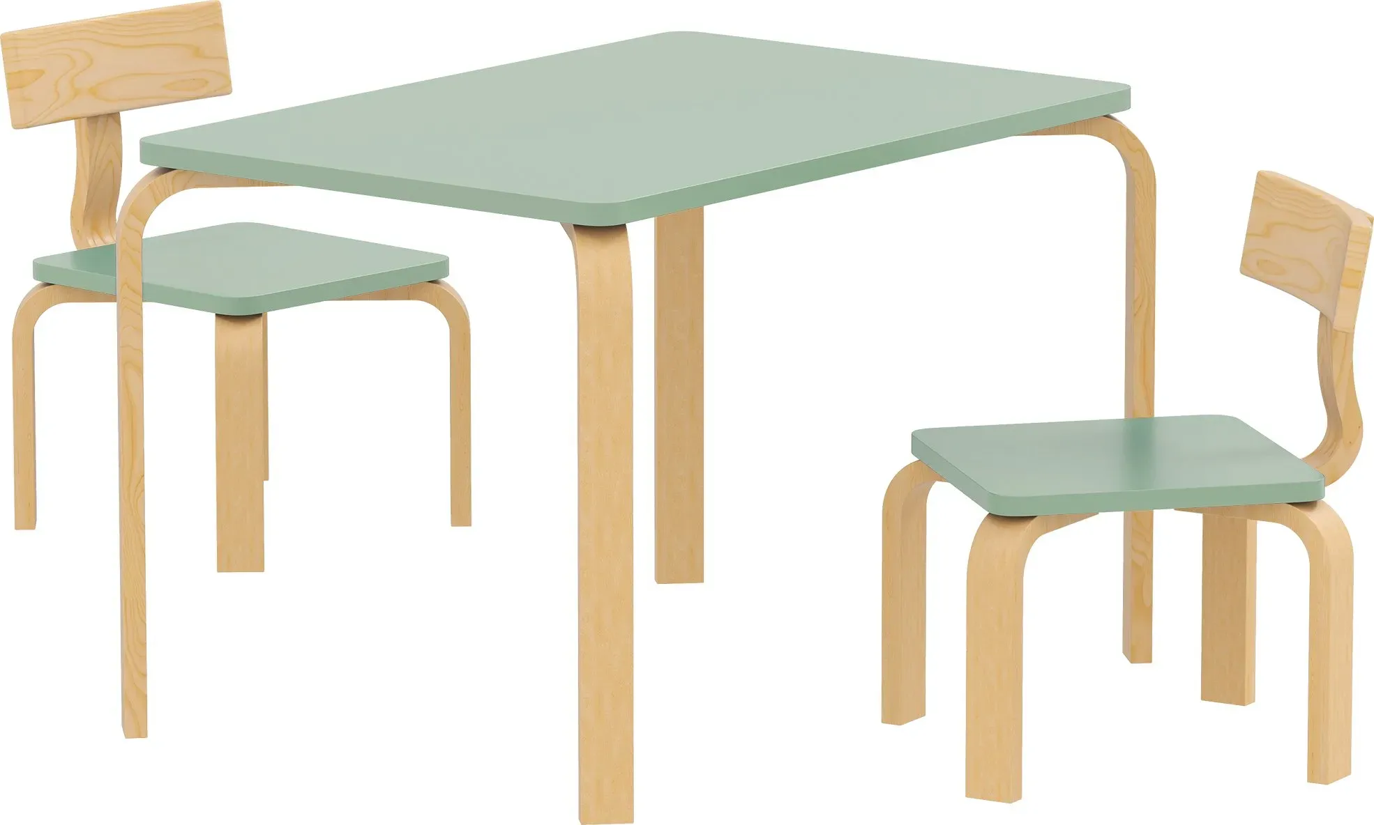 AIYAPLAY Kindertisch mit Stühlen, Tisch- und 2-Stühle-Set aus Holz zum Zeichnen, Spielen, Lernen, Geschenk für Mädchen Jungen 3-8 Jahre, für Spielzimmer, Kinderzimmer, Kindergarten, grün   Aosom