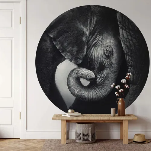 K&L Wall Art Vliestapete »Runde Vliestapete«, Baby Elefant Safari Tiere Kinder, mehrfarbig, matt - bunt