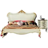 Xlmoebel Schlafzimmer-Set Luxuriöses Bett mit Holz-Kopfteil und Nachttischen in elegantem Design, (3-tlg., Bett+2x Nachttische), Hergestellt in Italia weiß