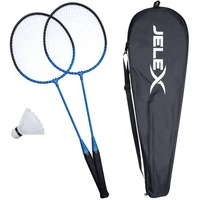 JELEX United Badmintonschläger mit Federball 2er-Set schwarz-blau - Größe:Einheitsgröße