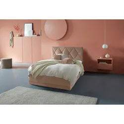 Polsterbett "Adamas", beige, L:210cm, Bezug: 100% Polyester, Polsterung: Polsterwatte, Material Gestell: gepolsterter Holzwerkstoff, WESTFALIA SCHLAFKOMFORT, Betten, auch mit Bettkasten, Knopfheftung mit Strasssteinen