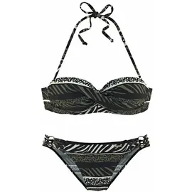Bruno Banani Bügel-Bandeau-Bikini Damen Grün/Mehrfarbig 42 Cup B