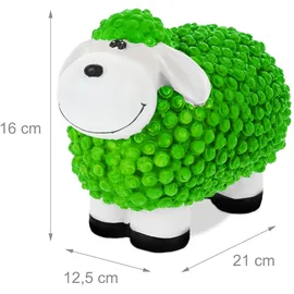 Relaxdays Gartenfigur Schaf, Weiß,Grün,Schwarz