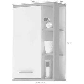 Saphir Hängeschrank SAPHIR "Quickset Badschrank 50,5 cm breit mit 1 Tür und 2 Glas-Einlegeböden", weiß (weiß glanz, riviera eiche), B:50,5cm H:74,5cm T:20,5cm, Spanplatte, Schränke, Hängeschrank, Badezimmer-Hängeschrank inkl. Türdämpfer, Holzgriffe