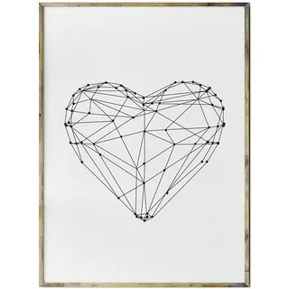 SoulSisters Living Hochwertiger Leinwanddruck mit geo Herz Form Motiv A4 - Kunstdruck Fine Art Geschenk Moderne Poster Print Leinwandbild Wandbild Heart Leinwand Plakat Deko Bild DINA4