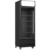 Mobiler Kühlschrank mit 1 Glastür Getränkekühlschrank Gastro 380 L +1/10°C mit Display Schwarz | + GROJU Geschirrtuch