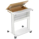 Costway Schreibtisch mit Rollen Mobiler Computertisch Laptoptisch