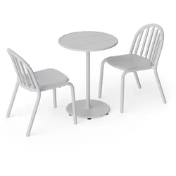 Fatboy - Fred's Outdoor Tisch Ø 60 cm + Stuhl (2er Set), hellgrau (Exklusive Edition)