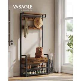 Songmics Garderobenständer Dacey 30 x 80,4 x 181,6 cm Braun-Schwarz