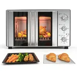 GTKZW Minibackofen 38 Liter, Pizzaofen Elektrisch 1600W mit Doppeltür, 3 Heizmodi, 70°C-250°C Thermostat und 60 Min Timer, Backofen Klein für Pizza, Brathähnchen und Backen