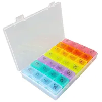 Tablettenbox 7 Tage Morgens Mittags Abends, Klein Pillendose Große Fächer, Medikamentenbox 7 Tage 4 fächer mit Einfachem Offenem Design für Unterwegs