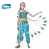 Lito Angels Prinzessin Jasmin Kostüm Kleid mit Stirnband Verkleidung für Kinder Mädchen, Top und Hosen Set Größe 6-7 Jahre 122, Stil G