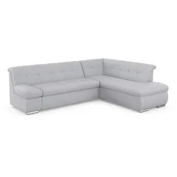Ecksofa DOMO COLLECTION "Mona L-Form", silber, B:271cm H:80cm T:213cm, Struktur fein 100% Polyester, Chenilleoptik 100% Polyester, Sofas, wahlweise mit Bett- und Armlehnfunktion