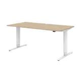 Röhr-Bush röhr direct.office elektrisch höhenverstellbarer Schreibtisch sonoma-eiche rechteckig, T-Fuß-Gestell weiß 160,0 x 70,0 cm