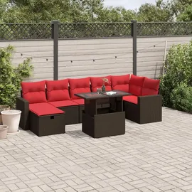 vidaXL 8-teiliges Gartensofa-Set mit Kissen, braun, Polyrattan - Braun