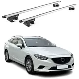 Aurilis OMAC Dachträger Aluminium TÜV geprüft für Mazda6 mk3 Kombi 2012-2025 – Für Standard Dachreling – T Nut – Max 90 kg – 2 Schlösser Silber
