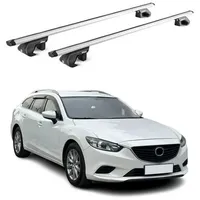 Aurilis OMAC Dachträger Aluminium TÜV geprüft für Mazda6 mk3 Kombi 2012-2025 – Für Standard Dachreling – T Nut – Max 90 kg – 2 Schlösser Silber
