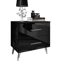 lookway Nachtschrank AURA 55 x 55 x 55 cm Schwarz/Silber