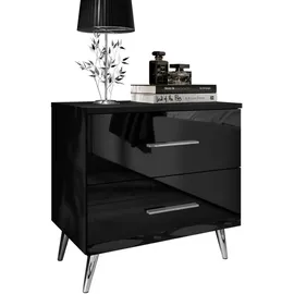 lookway Nachtschrank AURA 55 x 55 x 55 cm Schwarz/Silber