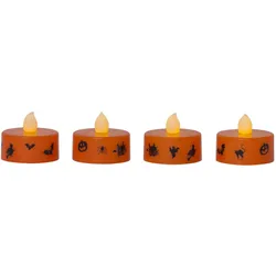 LED Teelichter Halloween - gelbe Flamme - H: 3cm - D: 4cm - Batteriebetrieb - or...