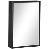 kleankin Spiegelschrank mit 3 Etagen Hängeschrank Schwarz 40 x 12 x 60 cm