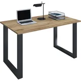 VCM my office Lona Schreibtisch honig-eiche rechteckig, U-Fuß-Gestell schwarz 140,0 x 50,0 cm
