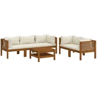 vidaXL 6-tlg Garten-Lounge-Set mit Creme Kissen Massivholz Akazie Modell 2