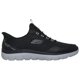 SKECHERS Slip-On Sneaker SKECHERS "SUMMITS", Herren, Gr. 39, schwarz (schwarz, grau), Textil, Schuhe, Freizeitschuh, Schnürschuh mit Memory Foam