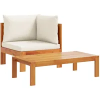 vidaXL 2-tlg. Garten-Sofa-Set mit Kissen Massivholz Akazie