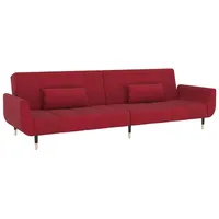 vidaXL Schlafsofa 2-Sitzer, Sofa Couch mit Schlaffunktion, Sofabett Gästebett mit 2 Kissen, Schlafcouch Bettsofa Wohnzimmer, Modern, Weinrot Samt