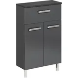 Saphir Quickset Badschrank mit 2 Türen, 1 Schublade, 50 x 81 x 20 cm Grau