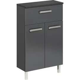 Saphir Quickset Badschrank mit 2 Türen, 1 Schublade, 50 x 81 x 20 cm Grau