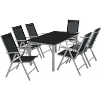 Tectake Gartengarnitur 7-tlg. grau 402167