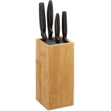 Relaxdays Messerblock Bambus, Messeraufbewahrung mit Borsten, universal, Messerhalter unbestückt, 23x10,5x10,5 cm, Natur, 1 Stück