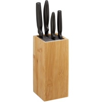 Relaxdays Messerblock Bambus, Messeraufbewahrung mit Borsten, universal, Messerhalter unbestückt, 23x10,5x10,5 cm, Natur, 1 Stück