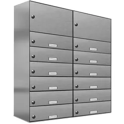 AL Briefkastensysteme 12 Fächer Premium Edelstahl Durchwurf Briefkasten Anlage für Post Post A4, modern, robust, wetterfest, Artikelnummer 132V12DZ2KS