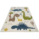 Smart Kids Kinderteppich SMART KIDS "Dino & Friends", bunt (creme,weiß,bunt), B:160cm H:10mm L:230cm, Polypropylen, Teppiche, Kinderteppich, Moderner Spielteppich, strapazierfähig, pflegeleicht, Konturenschnitt
