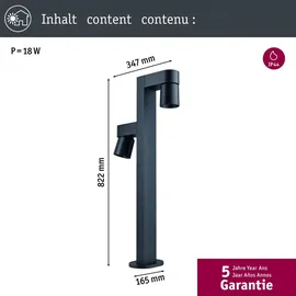 Paulmann LED Pollerleuchte Kimu Aluminium 44,9 cm 2x7,8W 720lm anthrazit