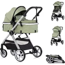 Chipolino Kombikinderwagen 2 in 1 Vista Wickeltasche, Fußabdeckung, Korb, Gurt grün