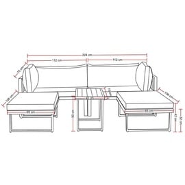 Destiny LONG BEACH Aluminium Tisch 75x40x50 cm, hellgrau meliert - beige