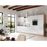 BAUHAUS Küchenzeile Sandra  (Breite: 370 cm, Weiß, Farbe Korpus: Artisan Eiche, Mit Elektrogeräten)